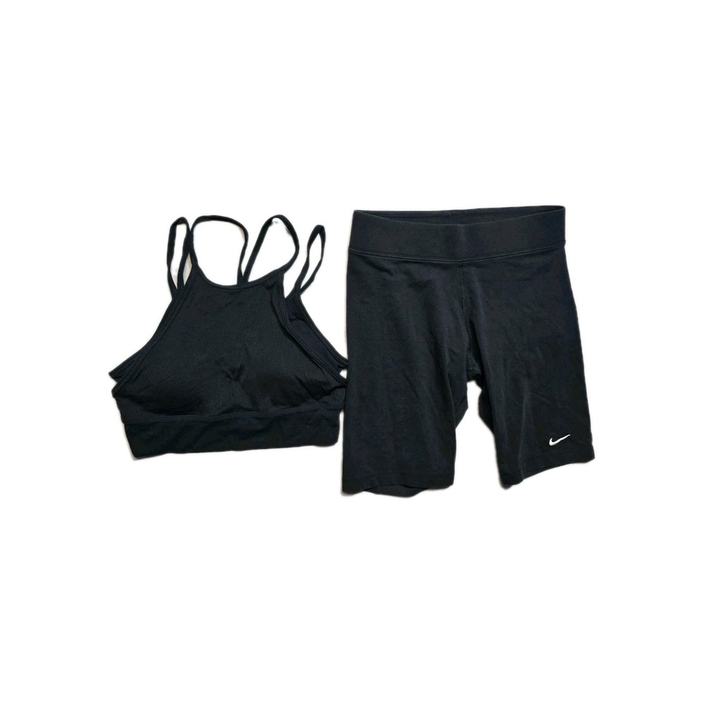 Nike Dri-Fit Women's Biker Shorts Sports Bra M Black Lot Of 2